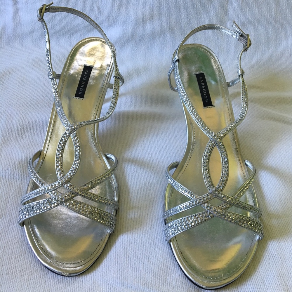 Silver beaded heels